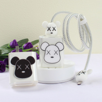 Huawei nova7se 5 6 p40pro mate40e glory 30s p30pro mobile phone charger shell data line Wound Rope Cartoon Violent Bear Transparent