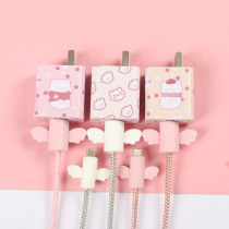 Huawei p30 mate20 p20 glory 20 20pro v20 p10 phone charger sticker data line winding rope Cartoon wings Decorative Protective Sheath Shell