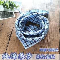 Men and women childrens square scarf Korean baby triangle double-sided Plaid baby saliva scarf scarf