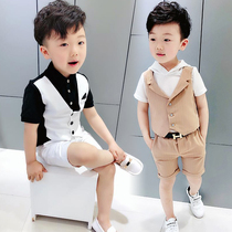 Boys small suit suit suit summer English boy wedding flower girl dress handsome child host costume