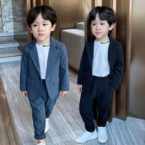 Boy suit suit spring and autumn Korean version of childrens casual small suit foreign baby boy flower girl dress three-piece set