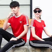Jordan No Lovers Sportswear Suit Summer Men And Women Universal Short Sleeve Long Pants 361 Pure Cotton Round Collar Running Group Purchase
