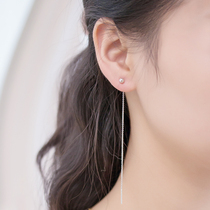 Japan-ROK brief S925 pure silver ball flow Su long chain ear earring earring drop pendant 100 to white lap ornament