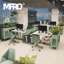 Simple modern staff office table and chair combination 2 4 people screen four person work station office computer desk