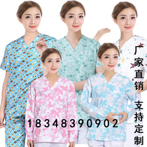 Pure cotton nurse clothes split suit female floral cloth long-sleeved short-sleeved Yuesao nursing clothes cosmetic dental overalls