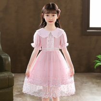 Girls dress summer 2021 new foreign style sweet birthday mesh skirt childrens princess dress puffy yarn skirt