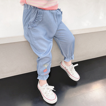 Female Baby Ice Silk Anti-mosquito Pants 2022 New Summer Thin children Clothing Jeans Children Child Summer Dress Light Cage Pants