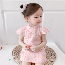  Girls dress 2021 new summer childrens western style cheongsam princess skirt childrens hanfu female baby summer dress