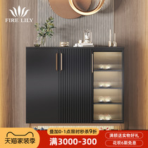  Fire lily shoe cabinet household door large-capacity entrance cabinet Italian minimalist light luxury solid wood outdoor rock board foyer cabinet