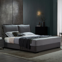 Yiliu Italian leather bed Modern and simple master bedroom wedding bed Double bed Minimalist 1 8 meters light luxury wind bed Soft bag bed