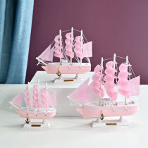 One Sail Smooth Sailing Model Swing Piece Decoration Emulation Small Wooden Boat Handicraft Furnishing