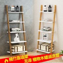 Solid wood bookcase trapezoidal shelf living room by wall frame bedroom wall flower stand floor corner storage rack multi-layer shelf