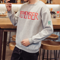 Korean spring and autumn letter embroidery sweater velvet pullover sports jacket thickened pullover long-sleeved T-shirt top men