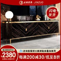 American Marble TV Cabinet Tea Table Combination Postmodern Living Room New Vintage Furniture Light Lavish Rockboard High-Style Lockers