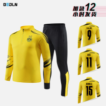 Dortmund sports uniform autumn and winter custom football training suit long sleeve mens half zipper suit