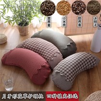  Buckwheat pillow u-shaped crescent-shaped cassia hard pillow core Removable and washable Korean cotton pillowcase to help sleep neck pillow