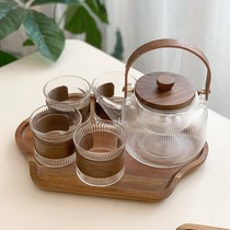 Flower fruit teapot afternoon teapot cooking teapot resistant high temperature glass coffee pot household teapot suit