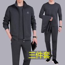 Sports Suit Mens Spring Autumn Season Casual Loose Dad Clothes Three-piece Elderly Father Sportswear Jacket
