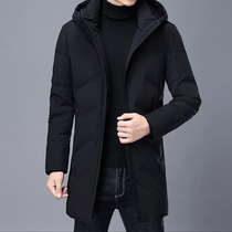 Down jacket mens 2020 winter new trend medium-long mens handsome light and light hooded frock coat tide brand