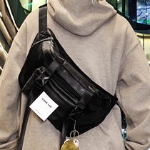 Chest Bag Men Ins Tide Card Large Capacity PU Casual Tooling Sloped Satchel Japan-Japan Reflective Student Flat Pocket Cool