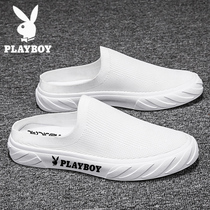 Floral Playboy Canvas Shoes Mens Summer Leisure Anti Sweat a foot pedal Male Shoe Subnet Red bursting with no heel half slippers