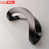 Solid space aluminum glass door handle office Mall semi-circular push-pull metal door wooden door bathroom handle