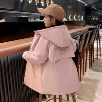 Girl coat autumn and winter 2021 new spring and autumn foreign style fashionable girl windbreaker thickened cotton childrens winter clothing