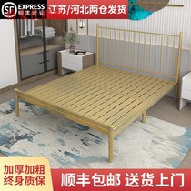  Iron bed ins net red iron frame bed Apartment wrought iron bed thickened thickened double bed 1 8-meter bed Modern simple