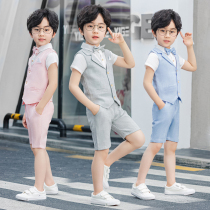 Boy host costume Flower girl little dress Boy suit Vest suit Formal childrens performance suit Summer