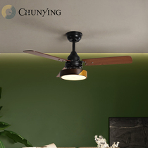 New Chinese walnut fan lamp ceiling fan retro restaurant electric fan light bedroom with fan integrated silent chandelier