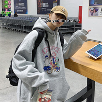 Tide brand hooded pullover sweater mens spring and autumn loose casual youth mens new Korean version of lazy wind jacket