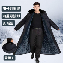 Military cotton coat mens winter thickening super long northeast labor insurance big cotton padded jacket plus velvet warm cold storage special cold protection clothing