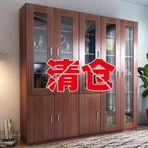 Wooden file cabinet Data file cabinet Office bookcase with lock cabinet Panel bookshelf with glass door locker