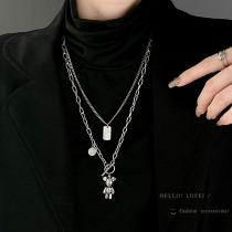 Sweater chain womens 2021 new trendy long style light luxury niche design bear pendant decorative sweatshirt necklace accessories
