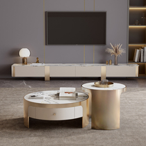 TV Cabinet Modern Light Lavish Small Family Style 2021 New Home Living Room Upscale Minima Rock Board TV Cabinet Tea Table