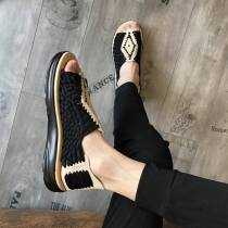 2021 new summer genuine leather lined with drag Inron casual mens sandal sandal beach non-slip Han version sandals