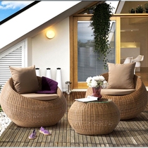Rattan chair three-piece indoor balcony sofa combination courtyard villa imitation rattan table and chair outdoor outdoor furniture sunscreen