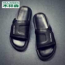 Wood Linson Slippers Mens 2022 Summer New leather abrasion resistant anti-slip odor Outer wearing sport men in tow