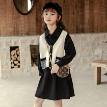 Girl Dress Dress Spring Dress 2022 Great Child Foreign Air Korean Version Children Trendy Girls Spring Autumn Suit Children Dress Skirts Tide