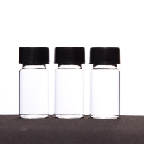 V315016 threaded mouth transparent sample bottle 20mL 27 5 * 57mm solid black cap PTFE silicone