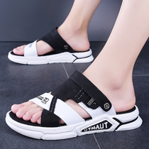 Waterproof leather sandals men dual-use 2021 new trend driving personality wear mens slippers summer non-slip sandals
