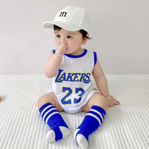 Baby Summer Clothing Thin child sleeveless basketball tracksuit Triangle Khaed Climbing Clothes Baby Bag Fart Clothes Summer Y