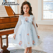 Girl Princess Dress Spring Dress 2022 New Children Foreign Air One-piece Dress Little Girl Spring Autumn Long Sleeve Skirt Fluffy Yarn