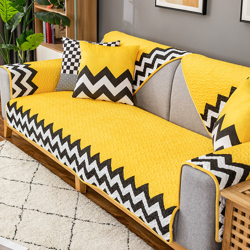 Light luxury simple crystal velvet sofa cushion four seasons universal non-slip fabric art living room winter plush cushion cover towel