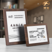 Medals customized creative black walnut solid wood honor certificate of appointment letter dealer Crystal authorized plaque production