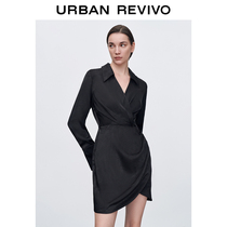 UR2022 autumn new womens temperament high-grade waist-cinching shirt dress WG35S7EN2004