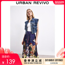 UR2021 spring and summer new youth womens clothing street trend sleeveless shirt collar denim vest YV12RBRN2000