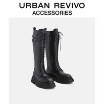 URBAN REVIVO2021 Autumn Winter New Lady Accessories Salt Ensemble Cool Knight Boots AW40BS2N2003