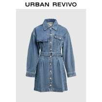 UR2022 autumn new womens trend lapels long sleeve denim dress WV35SBNE2000