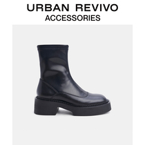 URBAN REVIVO2021 autumn winter new lady accessories square head thick bottom short boots AW40TS2N2004